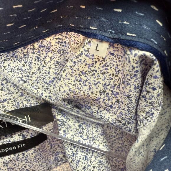 Bugatchi White and Blue Casual Button Down Shirt - Picture 7 of 7